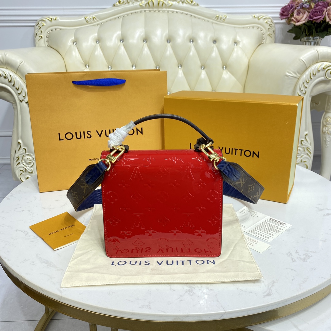 Louis Vuitton SPRING STREET Handbag Monogram Vernis Patent M90505 Scarlet Red